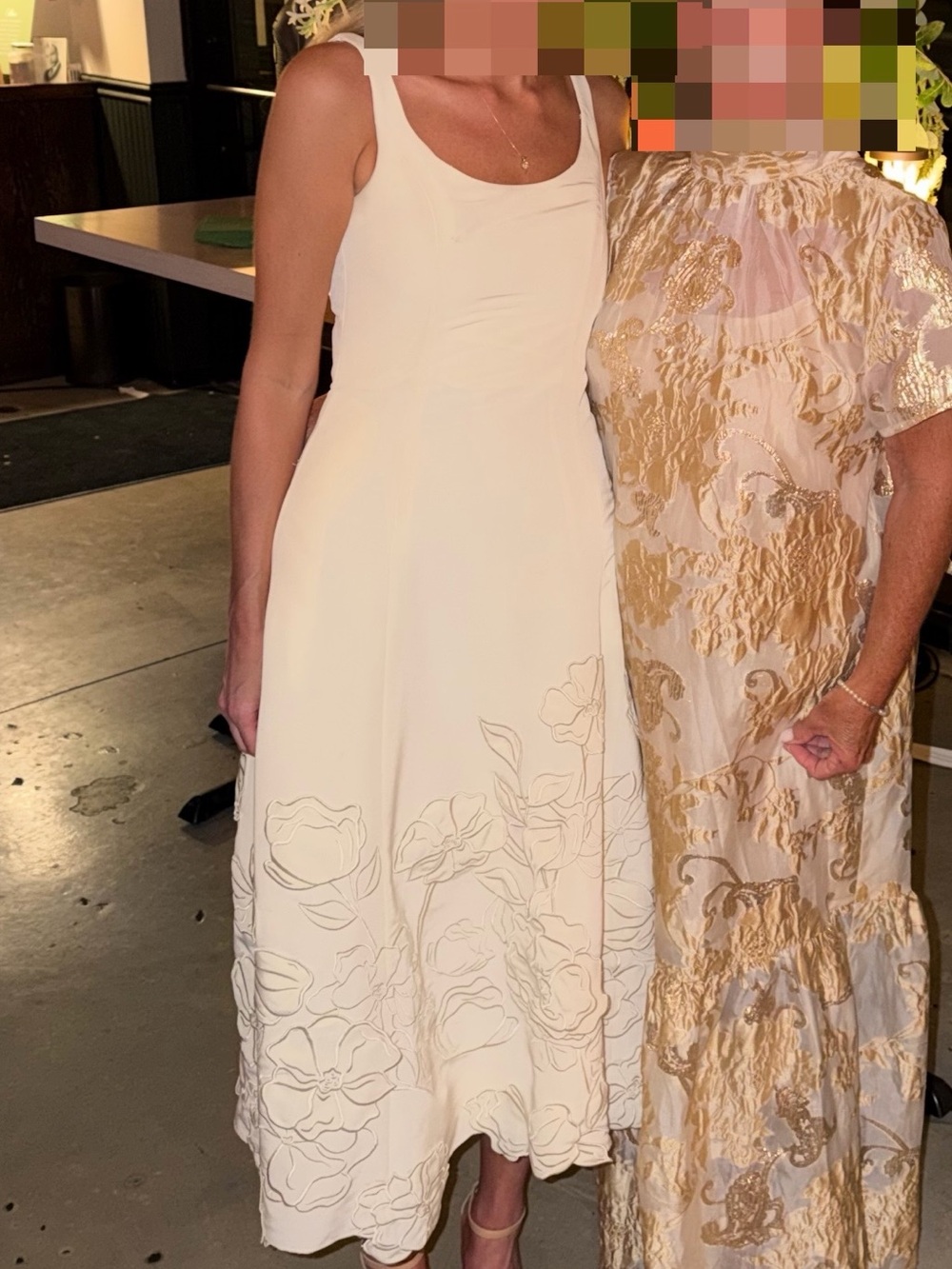 Mestiza New York Floral Appliqué Midi Dress - Cream